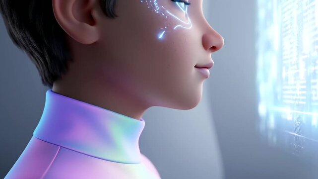 Advanced Biometric payment verification system, a futuristic concept with eye-tracking technology and holographic display.