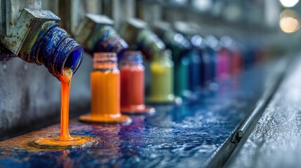 Color additives being mixed with molten plastic for vibrant on blurred background