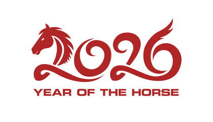 Chinese New Year 2026 Year of the Golden Horse, featuring a horse head illustration in numbers