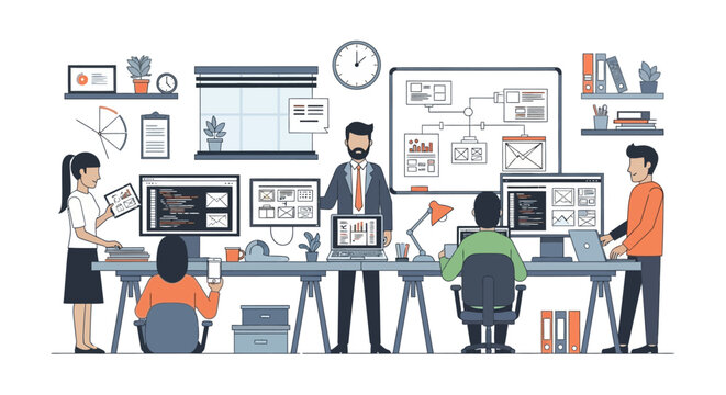 Team Working Together in Modern Office.