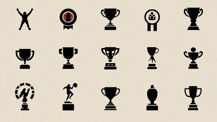 trophy and awards icons set