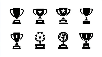 trophy and awards icons set