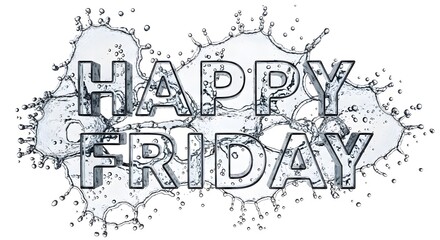 Obraz premium Happy Friday Water Wave Splash Liquid Typography Fresh Clean Banner Background