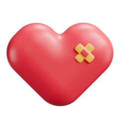 Healing Heart 3D Icon with Band Aid