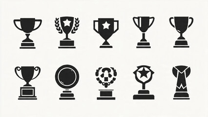 trophy and awards icons set