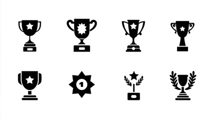 trophy and awards icons set