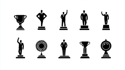 trophy and awards icons set