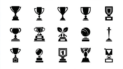 trophy and awards icons set