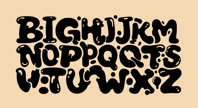 Black bubble letters of the English alphabet from B to Z.