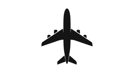 Black silhouette of an airplane flying overhead.