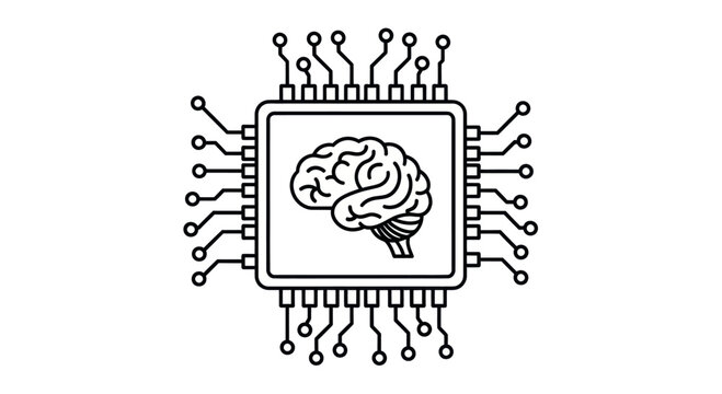 Brain on a Microchip - Artificial Intelligence and Neuromorphic Computing Concept.
