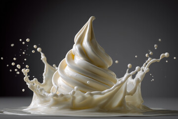 Liquid cream splash photography closeup