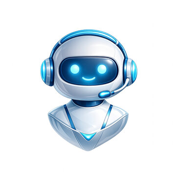 Friendly Ai Robot Chatbot Avatar with Headset