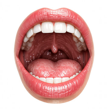 Open Human Mouth Showing Teeth, Tongue, and Uvula