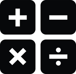 Fototapeta premium Math calculator operation icon set with plus minus multiply divide symbols for user interface education vector design elements