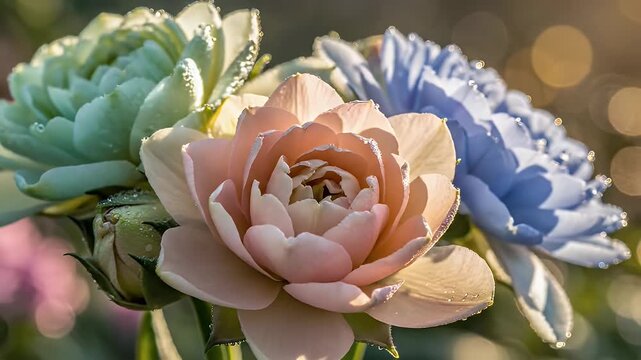 Beautiful close-up of colorful flowers in full bloom, capturing natures beauty.