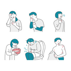 体調が悪い人のイラストセット