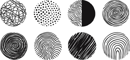 Circular Backgrounds Collection with Hand Drawn Spots Lines and Organic Shapes