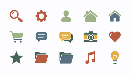 Collection of Various Flat Design Icons.