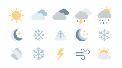 Weather Icons Set with Various Conditions.