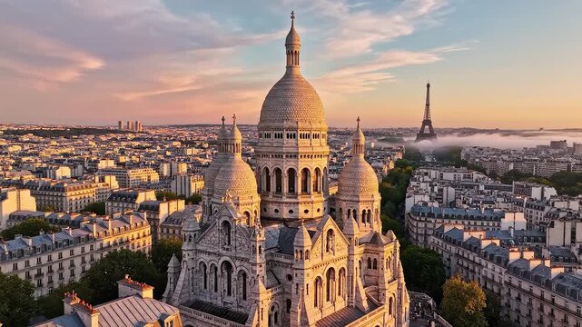 Paris skyline with SacreCoeur and Eiffel Tower