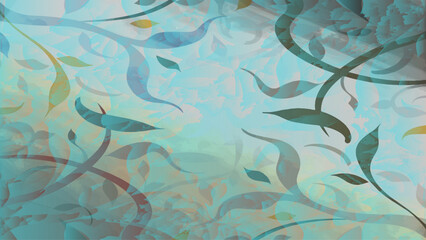 A vibrant, abstract digital illustration featuring flowing lines and patterns reminiscent of traditional oil paintings.