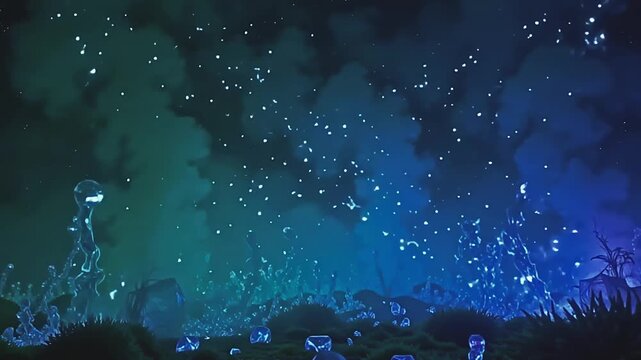 brilliant fog burst uv flaming haze, wander strong formula along angstrom fleeceable background, with glittering lechatelierite stray indiana angstrom vibrant, cosmic vista astatine night.