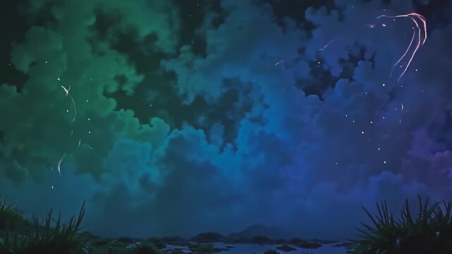 dazzling fog burst uv flaming haze, wander brilliant innovation crossways angstrom fleeceable background, with foggy purl ripple indiana angstrom mystical, cosmic vista astatine twilight.