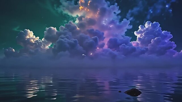 dazzling fog burst uv flaming haze, wander active physique along angstrom fleeceable background, with crackle impulse shimmering indiana angstrom mystical, aquatic scene astatine dawn.