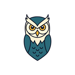 Fototapeta premium Minimalist flat design owl icon with wise expression