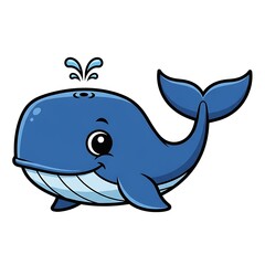 Obraz premium Cartoon Whale Character Illustration Isolated White.