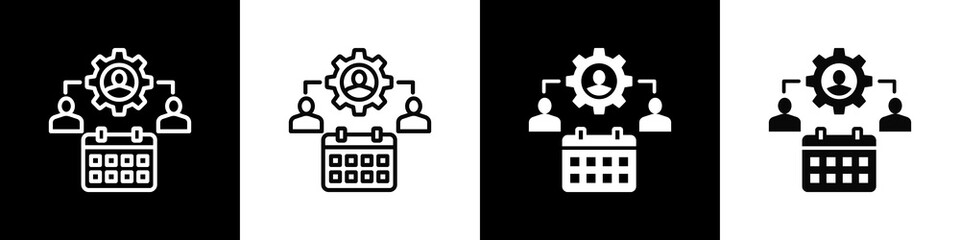 Fototapeta premium Workforce Planning Icon White And Black Background Style