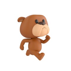 Obraz premium Cute 3D render Bulldog character running energetically, dynamic and playful mascot style, isolated on white background.