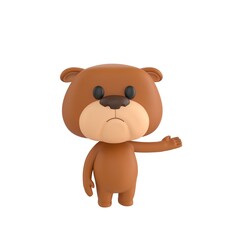 Obraz premium Cute 3D render Bulldog character presenting to the side while facing the camera, friendly and confident mascot style, isolated on white background.