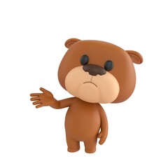 Obraz premium Cute 3D render Bulldog character speaking and explaining, friendly and expressive mascot style, isolated on white background for presentation, education, and digital design.