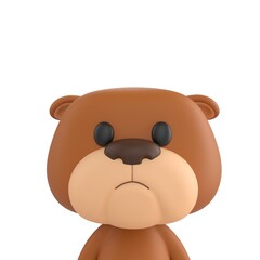 Obraz premium Cute 3D render Bulldog character portrait close up, half body view, friendly and charming mascot style, isolated on white background for profile, branding, and digital design.