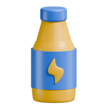 3D Energy Drink Icon or Sport Beverage Bottle Rendering