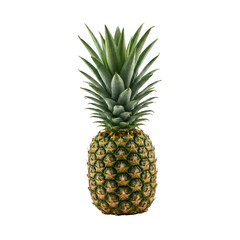 Fototapeta premium Whole Ripe Pineapple with Green Top Isolated on White Background