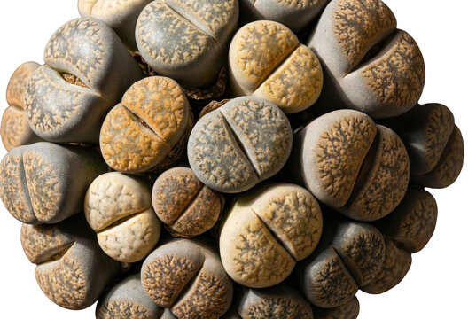 Group of Living Stone Lithops Succulents on Transparent Background