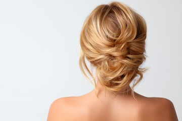 Fototapeta premium Modern Beautiful Hairstyle Back View Isolated on White Background