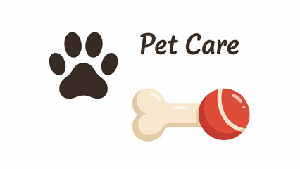Pet Care Logo with Paw Print and Bone.