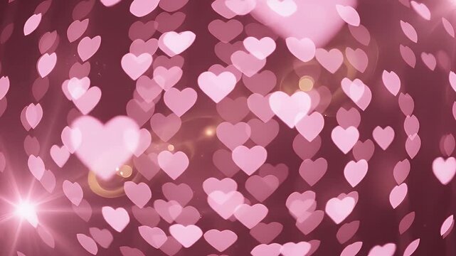Beautiful bokeh hearts background for romantic Valentines Day celebrations and love.