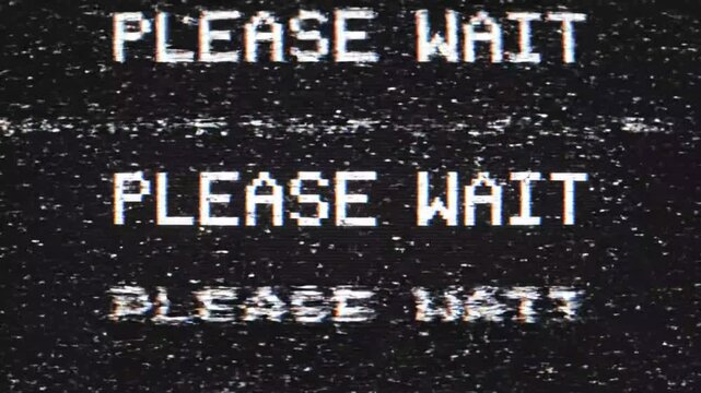 Retro Please Wait Message with Static Glitch Effect