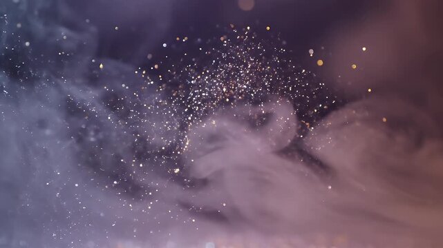 Abstract Smoke and Glittering Particles Creating a Dreamy Atmosphere.