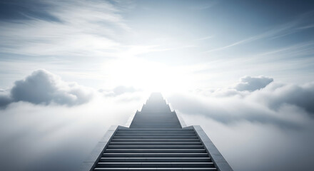 Stairway to Heaven Leading Through the Clouds to Bright Light.
