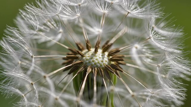 Dandelion seed head in close up