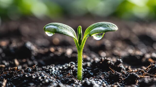 Young plant sprouting from soil