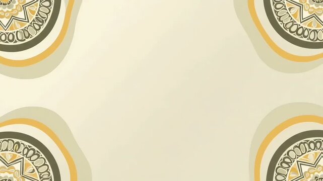 Elegantly designed neutral-toned background featuring abstract circular decorative patterns and earthy hues, perfect for cultural themes or bohemian invitations and presentations