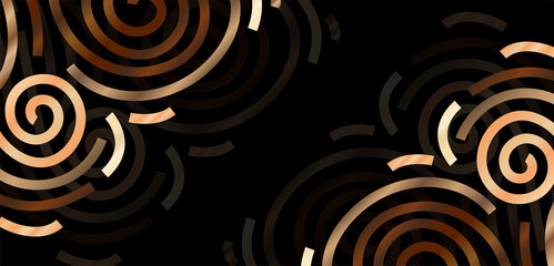 Luxury Golden Abstract Line Pattern on Black Background with Metallic Swirls, Elegant Modern Decorative Design