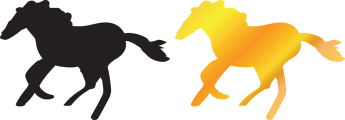 Horse Silhouette Hand Drawn Vector Illustration Set